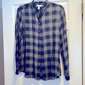 Loft plaid jeweled blouse